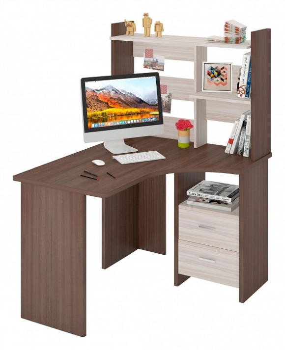 Стол компьютерный Домино Лайт СКЛ-Угл120+НКЛ-100 MER_SKL-Ugl120_NKL-100_SHK_PRAV