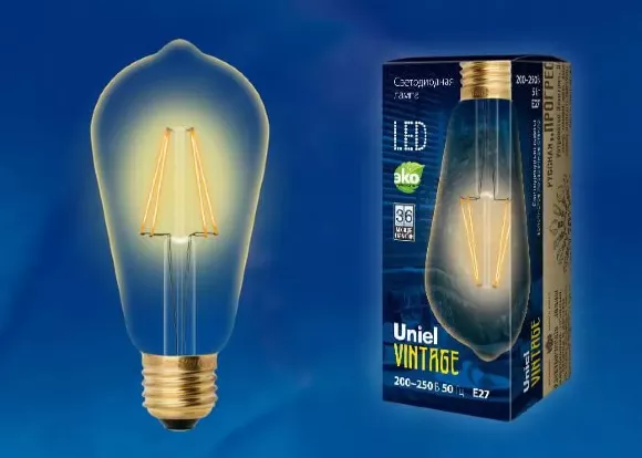 Лампа светодиодная филаментная (UL-00002360) Uniel E27 5W 2250K прозрачная LED-ST64-5W/GOLDEN/E27 GLV22GO, Теплый белый, Китай
