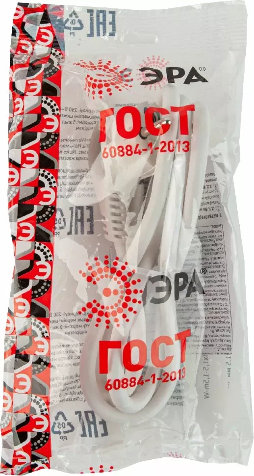 Шнур сетевой с вилкой Эра U-3x1,5-1,5m-W Б0048704