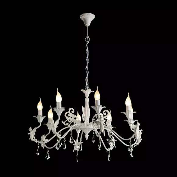 Подвесная люстра Arte Lamp Angelina A5349LM-8WH, Белый, Металл, Прованс стиль, декоративные элементы крупным планом