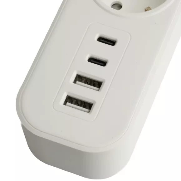 Сетевой фильтр 3-местный с/з и 2 USB-A+2 Type-C 3 Stekker Nova HM21-31-05 50101, Белый
