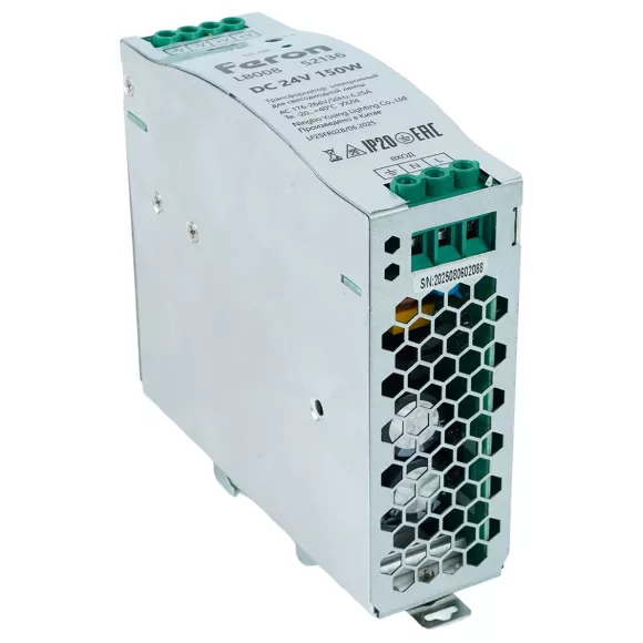 Трансформатор электронный на DIN-рейку Feron LB008 150W 24V IP20 52136
