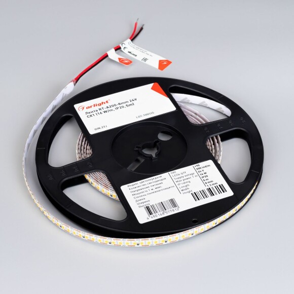 Светодиодная лента Arlight FC-A200-8mm 24V Warm3500-CX1 (16 W/m, IP20, 5m) (резка 1 светодиод) 046940(1)