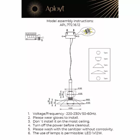Подвесной светильник Aployt Daga APL.772.16.12, Черный, Дымчатый, Теплый белый Подвесной светильник Aployt Daga APL.772.16.12, Черный, Дымчатый, Теплый белый