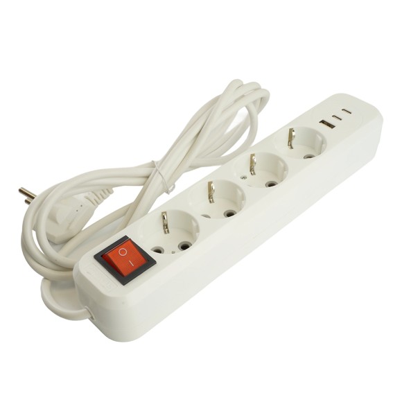 Удлинитель 4-местный с/з с выключателем Stekker Home HM071-41-03 50140