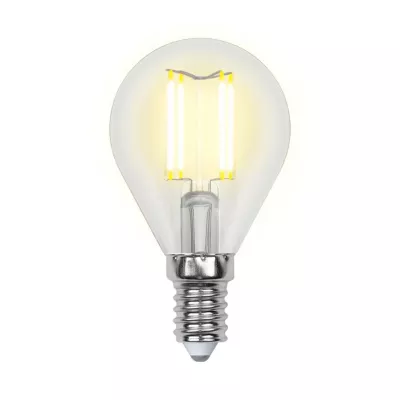 Лампа светодиодная филаментная Uniel E14 5W 3000K прозрачная LED-G45-5W/WW/E14/CL/MB GLM10TR