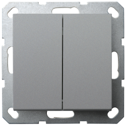 Выключатель проходной двухклавишный Jasmart в комплекте с накладкой 10A 250V ( 6+6 ) цвет алюминий G3022S