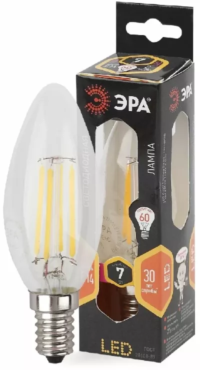 Лампа светодиодная Эра E14 7W 2700K F-LED B35-7W-827-E14 Б0027942