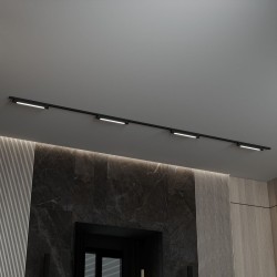 Трековая система со светильниками №1 однофазная накладная Skylite (220В, форма - прямая, 4м, 3000K) черная Hesby Lighting HSBL_kompl_S001_NI4B3K