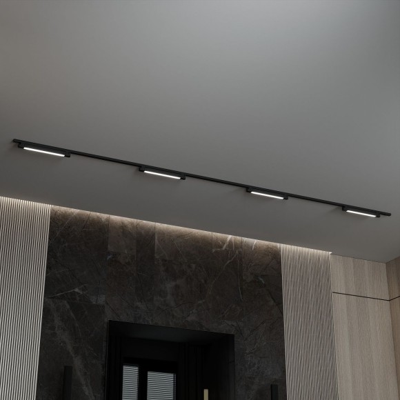 Трековая система со светильниками №1 однофазная накладная Skylite (220В, форма - прямая, 4м, 3000K) черная Hesby Lighting HSBL_kompl_S001_NI4B3K