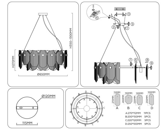 Подвесная люстра Ambrella Light High Light Crystal LH31253