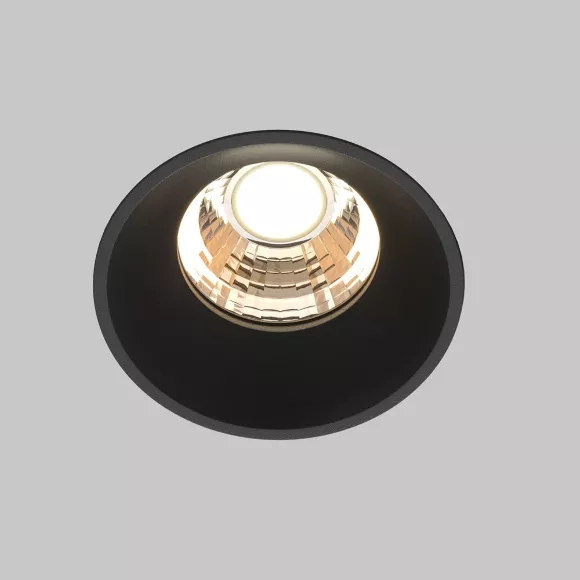 Встраиваемый светильник Maytoni Technical Downlight Round DL058-7W3K-TRS-B, Черный, Теплый белый, Алюминий, вид сверху