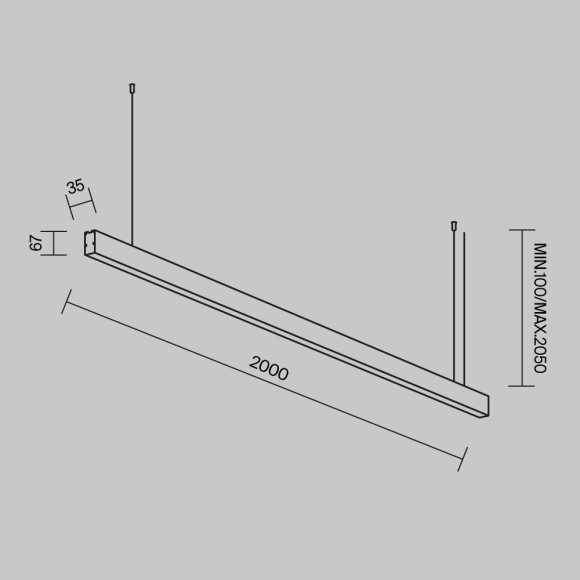 Линейный подвесной светильник Maytoni Technical 4000K 35x67 (Черный, 2 м) LL312048