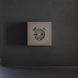 Накладка для розетки с заземлением и защитными шторками, с USB A+C Voltum S70 (капучино) VLS001014