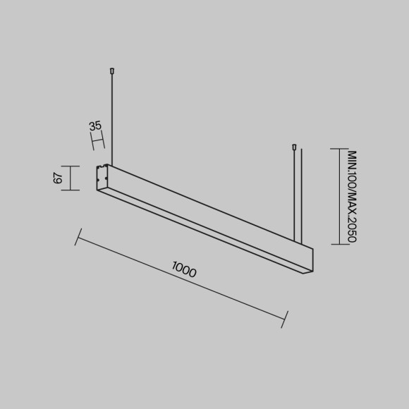 Линейный подвесной светильник Maytoni Technical 4000K 35x67 (Черный, 1 м) LL312044