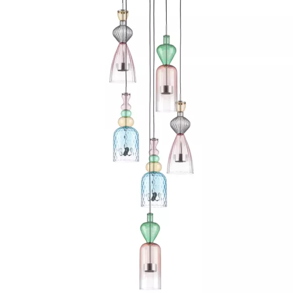 Подвесная люстра Lightstar Belle 814069, Хром, Разноцветный, Теплый белый, крупный план Подвесная люстра Lightstar Belle 814069, Хром, Разноцветный, Теплый белый, крупный план