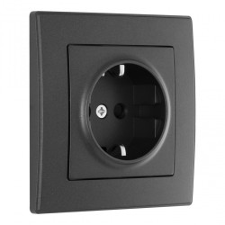 Комплект розетки с/з и шторками и рамкой Arte Milano SET06-1-40-1 black