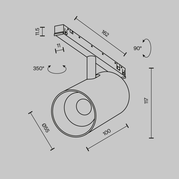 Трековый магнитный светильник Maytoni Technical Focus Led Exility X TR243-4-12WTW-DSZ-B