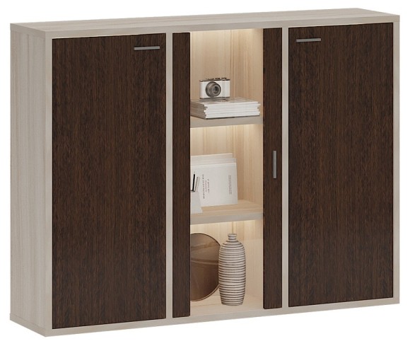 Тумба-витрина Домино СУ(ш3в1)+2ФГ+1ФС MER_SUsh3v1-2FG-1FS-KV-karamel-venge