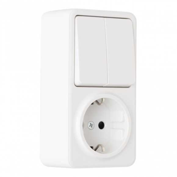 Розетка с заземлением и шторками + выключатель двухклавишный Arte Milano 310.53-1.white