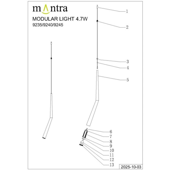 Подвесная люстра Mantra Boomerang 9392+9245 (14L)