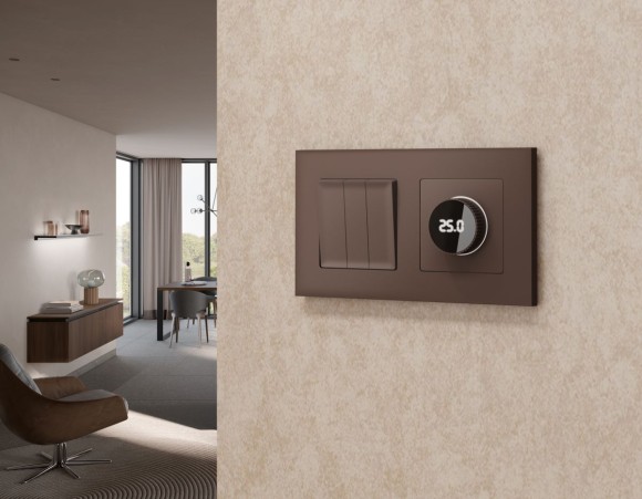 Комплект мех-ма термор-ра с цифровым дисплеем с подсветкой и датчиком для теплого пола Alfa Темная бронза матовый Quant Ambrella Volt MA635810 (AP6358, VM1385)