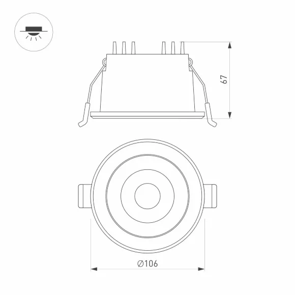 Встраиваемый светильник Arlight MS-ALORA-BUILT-R106-9W Day4000-MIX 048084, 3000, 6000