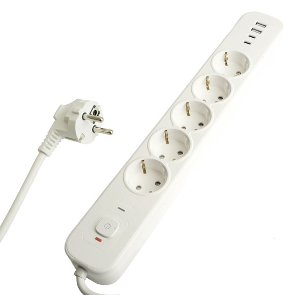 Сетевой фильтр 5-местный с/з и 2 USB-A+2 Type-C 3 Stekker Nova HM21-51-03 50103