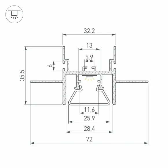 Профиль с экраном Arlight STRETCH-CEIL-CENTER-S-2000 044272 Профиль с экраном Arlight STRETCH-CEIL-CENTER-S-2000 044272