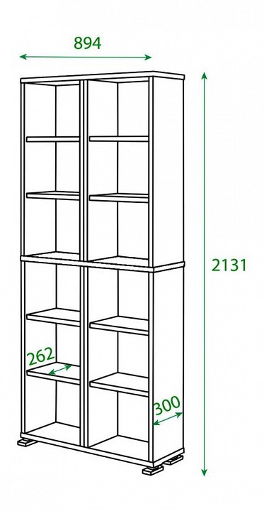 Шкаф книжный Домино ПУ-30-3 MER_PU-30-3_K