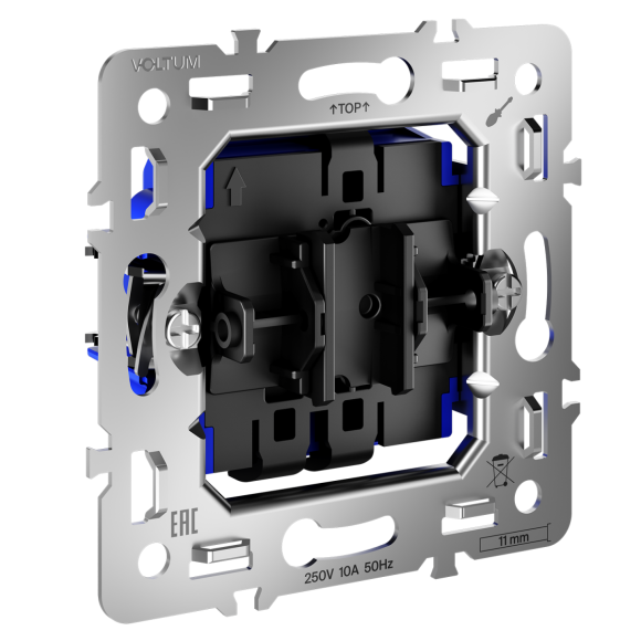 Механизм проходного переключателя одноклавишного 10А Voltum S70 VLS0103M