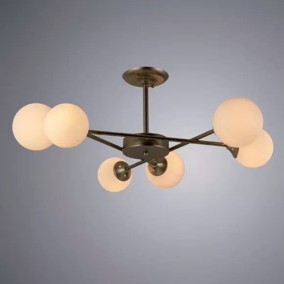 Люстра на штанге ARTE Lamp A2703PL-6SG, Золото, Белый, Металл Люстра на штанге ARTE Lamp A2703PL-6SG, Золото, Белый, Металл
