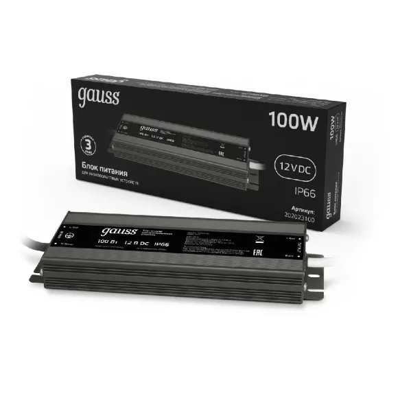Блок питания Gauss 12V 100W IP66 10A 202023100 Блок питания Gauss 12V 100W IP66 10A 202023100