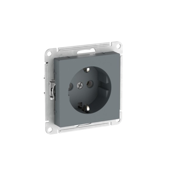 Розетка с заземлением, 16А, мех., быстрозажим. Клем Systeme Electric AtlasDesign Грифель