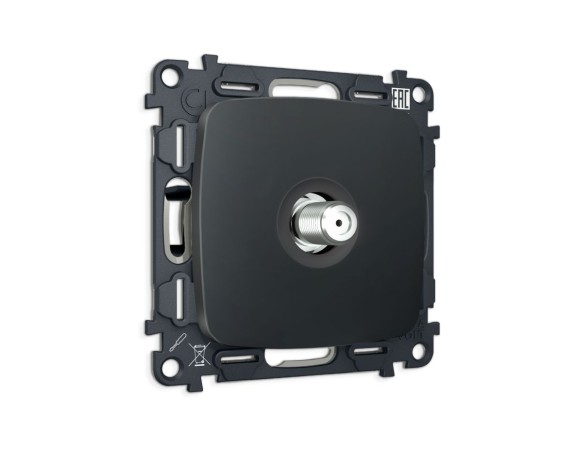 Комплект механизма TV розетки Ambrella Volt SAT 5-2400MHz 3.5dB OMEGA MO913050 Графит soft touch QUANT (OP9130, VM215)