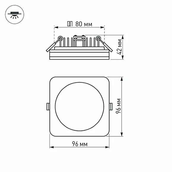 Встраиваемый светильник Arlight LTD-96x96SOL-10W Warm White 3000K 017635 Встраиваемый светильник Arlight LTD-96x96SOL-10W Warm White 3000K 017635
