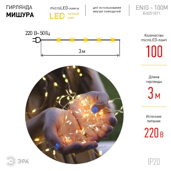 Светодиодная гирлянда Эра ЕNIG - 100M Б0051871