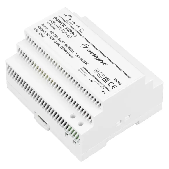 Блок питания Arlight ARV-DR150-48 (48V, 3.2A, 150W) 035701 Блок питания Arlight ARV-DR150-48 (48V, 3.2A, 150W) 035701