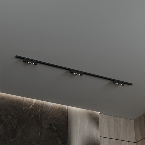 Трековая система со светильниками №9 однофазная накладная Skylite (220В, форма - прямая, 2м, 4000K) черная Hesby Lighting HSBL_kompl_S009_NI2B4K