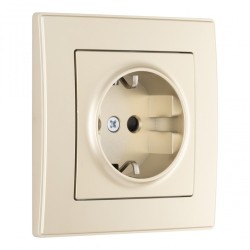 Комплект розетки с/з и шторками и рамкой Arte Milano SET06-1-40-1 shampan