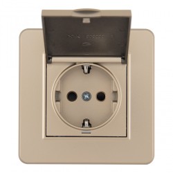 Комплект розетки с/з и шторками, защитной крышкой и рамкой Arte Milano SET16-1-41-1 shampan