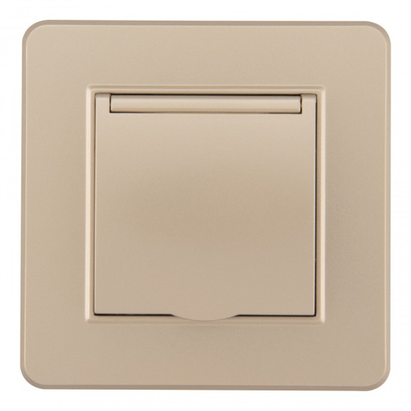 Комплект розетки с/з и шторками, защитной крышкой и рамкой Arte Milano SET16-1-41-1 shampan