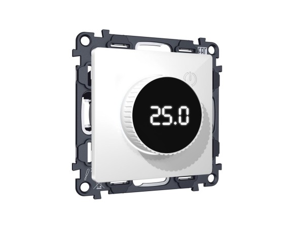 Комплект механизма терморегулятора теплого пола с цифровым дисплеем с подсветкой 16A-250V Alfa Белый глянец Quant Ambrella Volt MA105810 (AP1058, VM1385)
