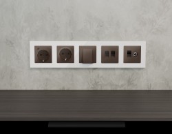 Комплект механизма электрической розетки 2USB С+C 20W с/з на винтовых зажимах 16A-250V Alfa Темная бронза матовый Quant Ambrella Volt MA640510 (AP6405, VM165)