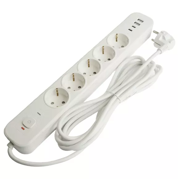 Сетевой фильтр 5-местный с/з и 2 USB-A+2 Type-C 4 Stekker Nova HM21-51-05 50104, Белый, Россия Сетевой фильтр 5-местный с/з и 2 USB-A+2 Type-C 4 Stekker Nova HM21-51-05 50104, Белый, Россия