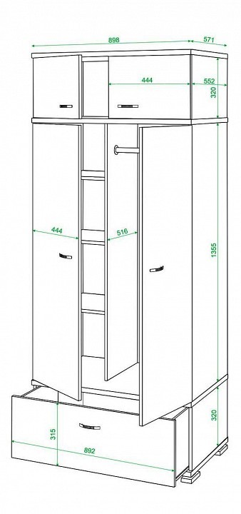 Шкаф платяной Домино КС-20 MER_KS-20_K