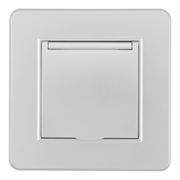 Комплект розетки с/з и шторками, защитной крышкой и рамкой Arte Milano SET16-1-41-1 silver