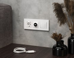 Комплект механизма электрической розетки 2USB С+C 20W с/з на винтовых зажимах 16A-250V Alfa Белый глянец Quant Ambrella Volt MA110510 (AP1105, VM165)