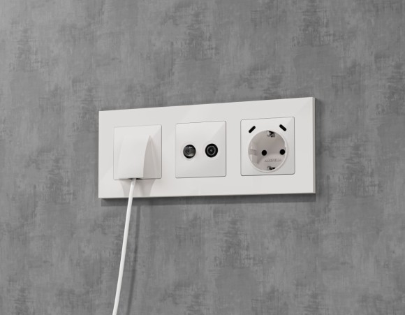 Комплект механизма электрической розетки 2USB С+C 20W с/з на винтовых зажимах 16A-250V Alfa Белый глянец Quant Ambrella Volt MA110510 (AP1105, VM165)