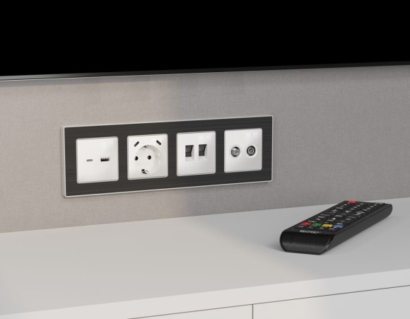 Комплект механизма электрической розетки 2USB С+C 20W с/з на винтовых зажимах 16A-250V Alfa Белый глянец Quant Ambrella Volt MA110510 (AP1105, VM165)